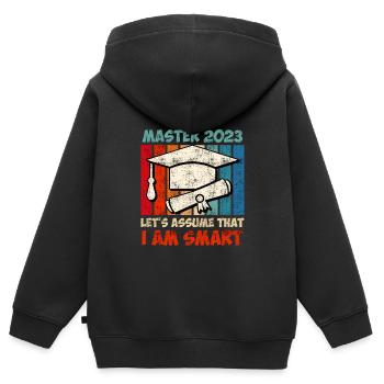 Master 2020 ich bin klug Master Abschluss - Kinder Premium Organic Zip Hoodie - Schwarz - Hinten - AI Model Kid Male (0cm)