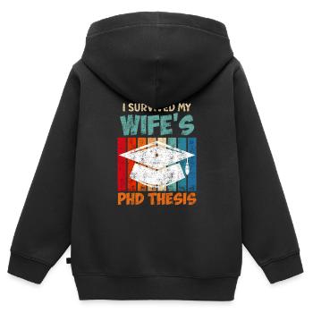 My wife's doctoral thesis survives doctorate - Kids Premium Organic Zip-up Hoodie - black - Back - AI Model Kid Male (0cm)