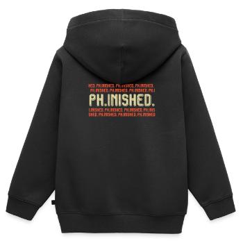 Phinished Finished Doctor Promotion Doctorat - Sweat Premium à capuche zippé enfant bio - noir - Dos - AI Model Kid Male (0cm)