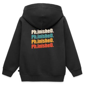 Phinished Finished Doctor Promotion Doctorat - Sweat Premium à capuche zippé enfant bio - noir - Dos - AI Model Kid Male (0cm)