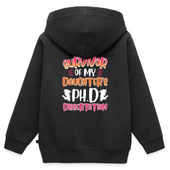 Überlebt Meine Tochter hat einen Doktortitel - Kinder Premium Organic Zip Hoodie - Schwarz - Hinten - AI Model Kid Male (0cm)