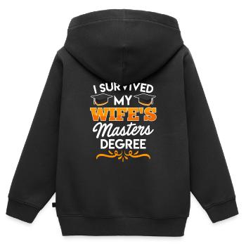 Survécu Ma femme a une maîtrise - Sweat Premium à capuche zippé enfant bio - noir - Dos - AI Model Kid Male (0cm)