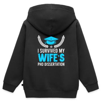 My wife's doctoral thesis survives doctorate - Kids Premium Organic Zip-up Hoodie - black - Back - AI Model Kid Male (0cm)