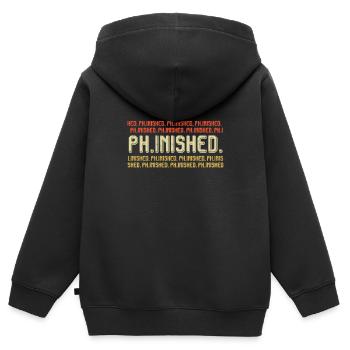 Phinished Finished Doctor Promotion Doctorat - Sweat Premium à capuche zippé enfant bio - noir - Dos - AI Model Kid Male (0cm)
