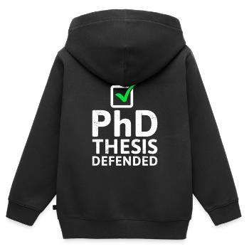 La thèse défend le titre de doctorat - Sweat Premium à capuche zippé enfant bio - noir - Dos - AI Model Kid Male (0cm)