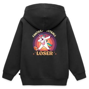 Fantasy Football Loser Einhorn Fantasy Football - Kinder Premium Organic Zip Hoodie - Schwarz - Hinten - AI Model Kid Male (0cm)