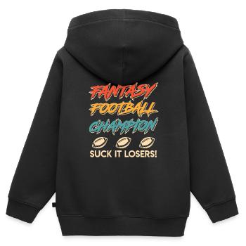 Fantasy Football Champ Champion - Kids Premium Organic Zip-up Hoodie - black - Back - AI Model Kid Male (0cm)