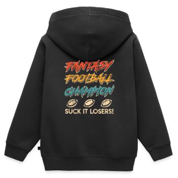 Fantasy Football Champ Champion - Kids Premium Organic Zip-up Hoodie - black - Back - AI Model Kid Male (0cm)