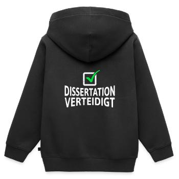 La thèse défend le titre de doctorat - Sweat Premium à capuche zippé enfant bio - noir - Dos - AI Model Kid Male (0cm)