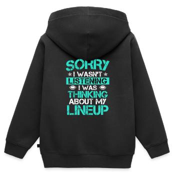 Je ne listais pas en pensant à mon line-up - Sweat Premium à capuche zippé enfant bio - noir - Dos - AI Model Kid Male (0cm)