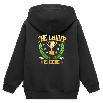 Der Fantasy Football Champ ist hier - Kinder Premium Organic Zip Hoodie - Schwarz - Hinten - AI Model Kid Male (0cm)