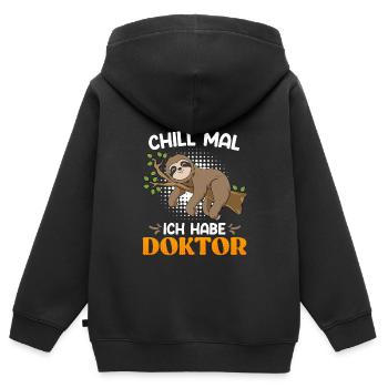 Docteur Relax J’ai un doctorat - Sweat Premium à capuche zippé enfant bio - noir - Dos - AI Model Kid Male (0cm)