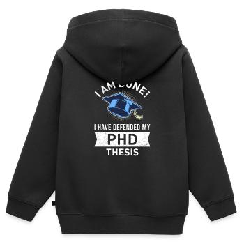 La thèse défend enfin le doctorat - Sweat Premium à capuche zippé enfant bio - noir - Dos - AI Model Kid Male (0cm)