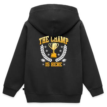 Der Fantasy Football Champ ist hier - Kinder Premium Organic Zip Hoodie - Schwarz - Hinten - AI Model Kid Male (0cm)