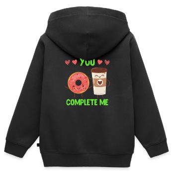 Café Love Donut Lovers Saint-Valentin - Sweat Premium à capuche zippé enfant bio - noir - Dos - AI Model Kid Male (0cm)