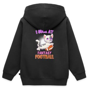 Perdant de football Fantasy - Sweat Premium à capuche zippé enfant bio - noir - Dos - AI Model Kid Male (0cm)