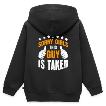 Sorry Girls dieser Typ ist vergeben Partnerschaft - Kinder Premium Organic Zip Hoodie - Schwarz - Hinten - AI Model Kid Male (0cm)