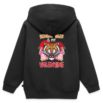 Schatz Ich liebe Bengalische Tiger Valentinstag - Kinder Premium Organic Zip Hoodie - Schwarz - Hinten - AI Model Kid Male (0cm)