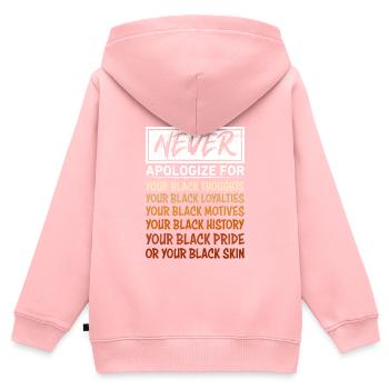 Blacknificient Afro fier couleur de peau foncée Afrique - Sweat Premium à capuche zippé enfant bio - rose - Dos - AI Model Kid Female (0cm)
