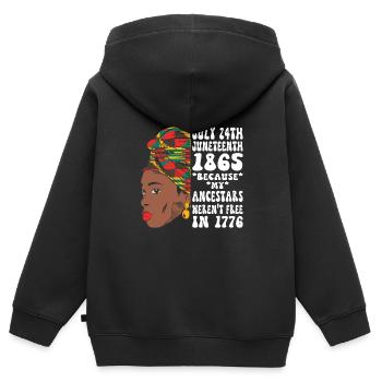 Juneteenth 1865 Schwarze Afrikanische Frau - Kinder Premium Organic Zip Hoodie - Schwarz - Hinten - AI Model Kid Male (0cm)