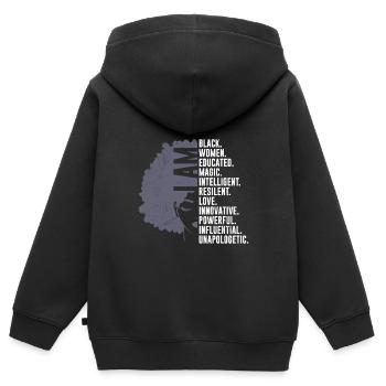 Frauenpower Schwarze Frau Afrikanische Frau - Kinder Premium Organic Zip Hoodie - Schwarz - Hinten - AI Model Kid Male (0cm)