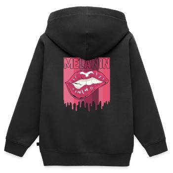 Melanin Schwarze Frauen Afrikanische Frau - Kinder Premium Organic Zip Hoodie - Schwarz - Hinten - AI Model Kid Male (0cm)