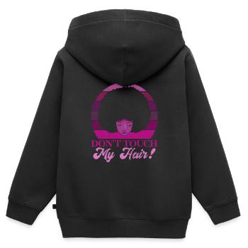 Afro Cheveux Afro Look Curls Femme Africaine - Sweat Premium à capuche zippé enfant bio - noir - Dos - AI Model Kid Male (0cm)