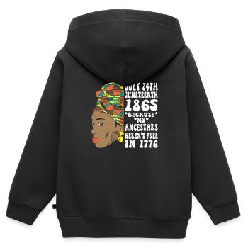 Juneteenth 1865 Schwarze Afrikanische Frau - Kinder Premium Organic Zip Hoodie - Schwarz - Hinten - AI Model Kid Male (0cm)