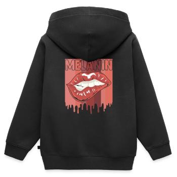 Melanin Schwarze Frauen Afrikanische Frau - Kinder Premium Organic Zip Hoodie - Schwarz - Hinten - AI Model Kid Male (0cm)