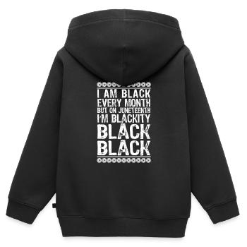 Ich bin schwarz Juneteenth Afrikanische Frau - Kinder Premium Organic Zip Hoodie - Schwarz - Hinten - AI Model Kid Male (0cm)