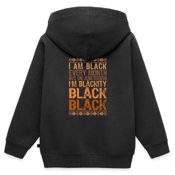 Ich bin schwarz Juneteenth Afrikanische Frau - Kinder Premium Organic Zip Hoodie - Schwarz - Hinten - AI Model Kid Male (0cm)