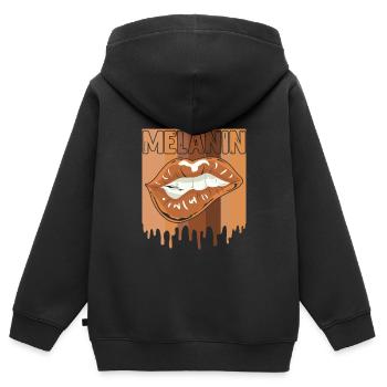Melanin Schwarze Frauen Afrikanische Frau - Kinder Premium Organic Zip Hoodie - Schwarz - Hinten - AI Model Kid Male (0cm)