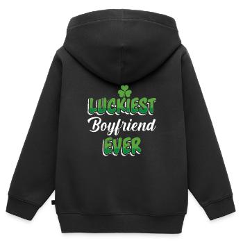 Petit ami le plus chanceux de tous les temps Saint-Patrick - Sweat Premium à capuche zippé enfant bio - noir - Dos - AI Model Kid Male (0cm)