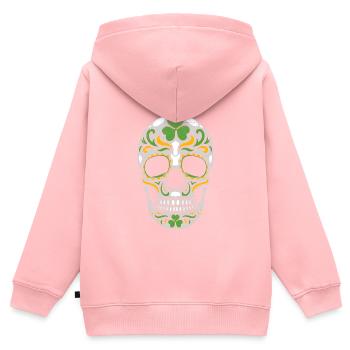 Irlande Saint-Patrick Irlandais - Sweat Premium à capuche zippé enfant bio - rose - Dos - AI Model Kid Female (0cm)