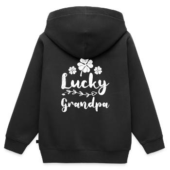 Grand-père chanceux Saint-Patrick Irlande Grand-père - Sweat Premium à capuche zippé enfant bio - noir - Dos - AI Model Kid Male (0cm)