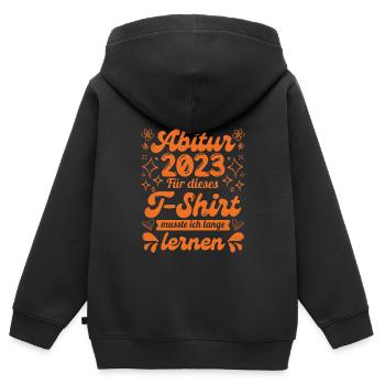 Abitur 2023 musste lange lernen Abitur - Kinder Premium Organic Zip Hoodie - Schwarz - Hinten - AI Model Kid Male (0cm)