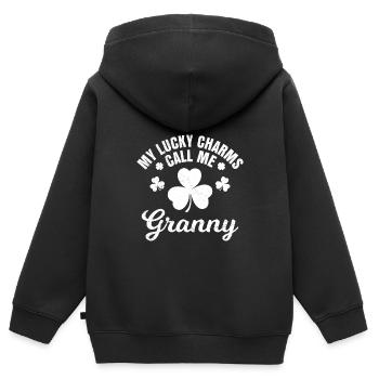 Meine Glücksbringer nennen mich Granny - Kinder Premium Organic Zip Hoodie - Schwarz - Hinten - AI Model Kid Male (0cm)