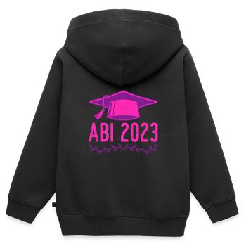 Abi 2023 Abiturienten - Kinder Premium Organic Zip Hoodie - Schwarz - Hinten - AI Model Kid Male (0cm)
