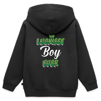 La Saint-Patrick dit le garçon le plus chanceux de tous les temps - Sweat Premium à capuche zippé enfant bio - noir - Dos - AI Model Kid Male (0cm)