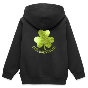 Glücksbringer Kleeblatt - Kinder Premium Organic Zip Hoodie - Schwarz - Hinten - AI Model Kid Male (0cm)