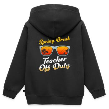 Spring Break Teacher off duty Schule Ferien Lehrer - Kinder Premium Organic Zip Hoodie - Schwarz - Hinten - AI Model Kid Male (0cm)