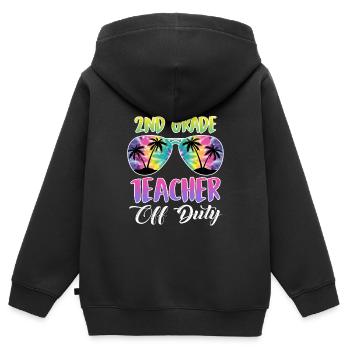 Zweite Klasse Klassenlehrer auf Ferien Lehrer - Kinder Premium Organic Zip Hoodie - Schwarz - Hinten - AI Model Kid Male (0cm)