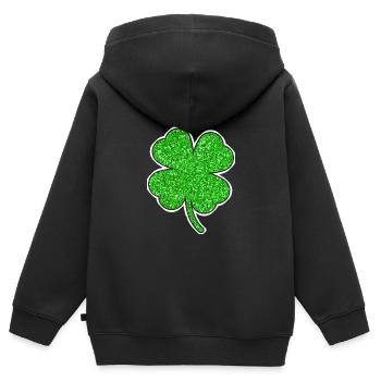 Fête de la Saint-Patrick du trèfle irlandais - Sweat Premium à capuche zippé enfant bio - noir - Dos - AI Model Kid Male (0cm)