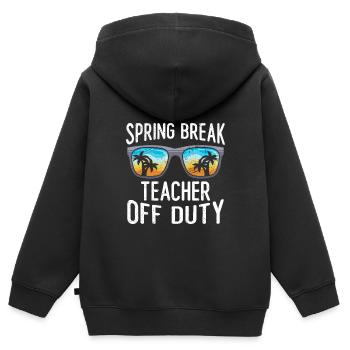 Spring Break Teacher off duty Schule Ferien Lehrer - Kinder Premium Organic Zip Hoodie - Schwarz - Hinten - AI Model Kid Male (0cm)