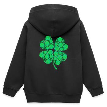 Joueur de baseball Clover Lucky Charm Joueur de baseball - Sweat Premium à capuche zippé enfant bio - noir - Dos - AI Model Kid Male (0cm)