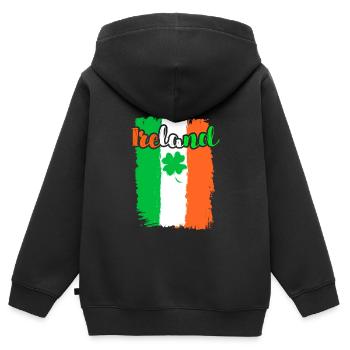Irland Kleeblatt St. Patrick’s Day - Kinder Premium Organic Zip Hoodie - Schwarz - Hinten - AI Model Kid Male (0cm)