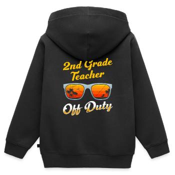 Zweite Klasse Klassenlehrer off duty Ferien Lehrer - Kinder Premium Organic Zip Hoodie - Schwarz - Hinten - AI Model Kid Male (0cm)