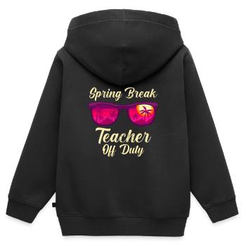 Spring Break Teacher off duty Schule Ferien Lehrer - Kinder Premium Organic Zip Hoodie - Schwarz - Hinten - AI Model Kid Male (0cm)