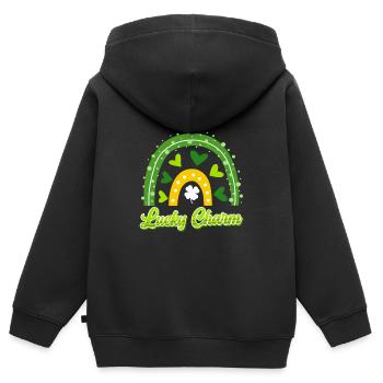 Porte-bonheur Saint-Patrick - Sweat Premium à capuche zippé enfant bio - noir - Dos - AI Model Kid Male (0cm)