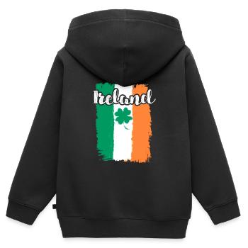 Irland Kleeblatt St. Patrick’s Day - Kinder Premium Organic Zip Hoodie - Schwarz - Hinten - AI Model Kid Male (0cm)